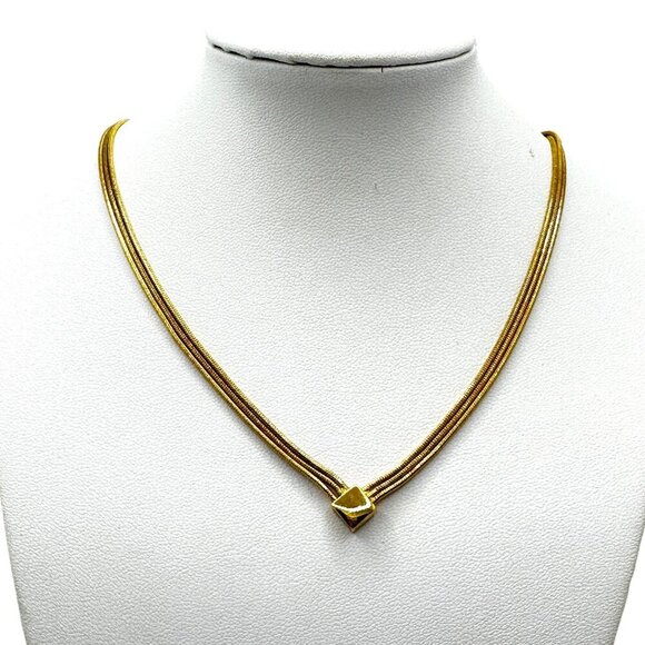 Napier Gold-Tone Multi-Strand Necklace Adjustable Chain Minimalist EUC Vintage - Picture 1 of 9